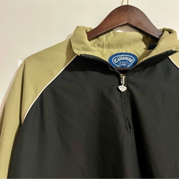 Callaway vintage Jacket Men’s 1/2 Zip Black  Tan Golf Pockets Size large - Picture 2 of 10